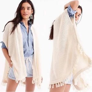Linen Tasseled Poncho Sweater (size L/XL)
